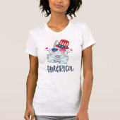 4. Juli Rabbit mit US-Flagge Sun Brillen T-Shirt (Vorderseite)