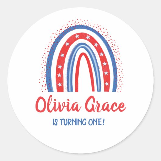 4. Juli Rainbow Birthday Runder Aufkleber (Vorderseite)