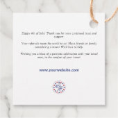 4. Juli Real Anwesen dank Empfehlungs-Marketing Geschenkanhänger (Rückseite)