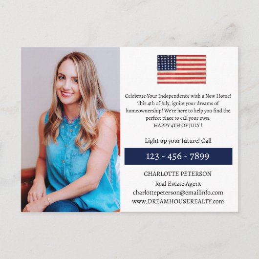 4. Juli Real Anwesen Postkarte (Vorderseite)