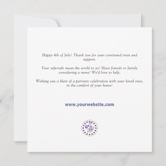 4. Juli Reales Anwesen Referendum Marketing Hausha Mitteilungskarte (Rückseite)