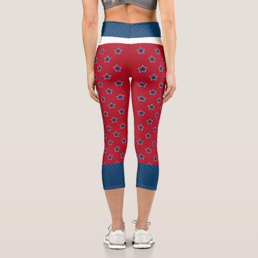 4. Juli Red and Blue Star High Waisted Capris (Rückseite)