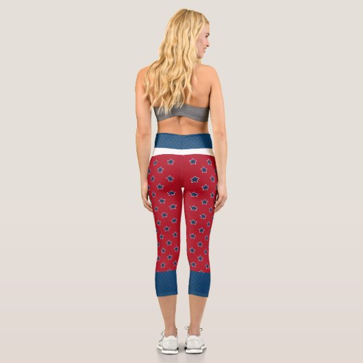 4. Juli Red and Blue Star High Waisted Capris (Rückseite)
