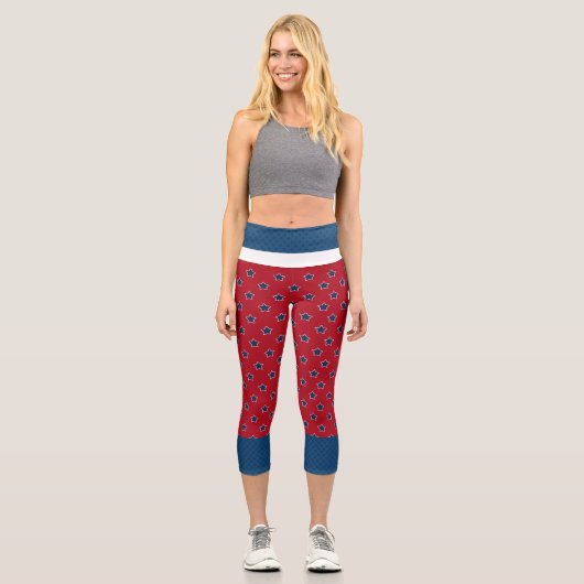 4. Juli Red and Blue Star High Waisted Capris (Vorderseite)