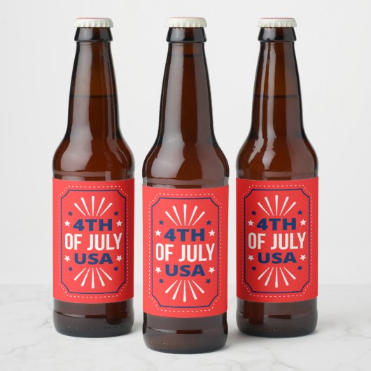 4. Juli Red Beer Label Set Bierflaschenetikett (Flaschen)