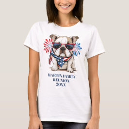 4. Juli Red Blue Bulldog Family Wiedersehen T-Shirt