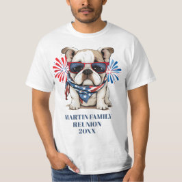 4. Juli Red Blue Bulldog Family Wiedersehen T-Shirt