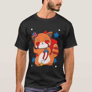 4. Juli Red Panda Patriotic Feuerwerk USA T-Shirt