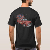 4. Juli Red Truck mit amerikanischen Fahnen T-Shirt (Rückseite)