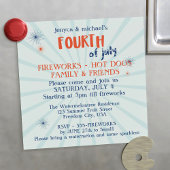 4. Juli Red White and Blue Fireworks Party Magneteinladung