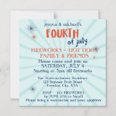 4. Juli Red White and Blue Fireworks Party Magneteinladung (Vorderseite)