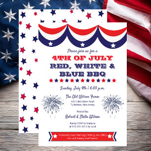 4. Juli Red White and Blue GRILLEN Einladung