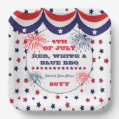 4. Juli Red White and Blue GRILLEN Pappteller (Vorderseite)