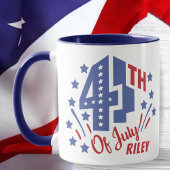 4. Juli Red White and Blue Individuelle Name Tasse