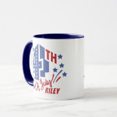 4. Juli Red White and Blue Individuelle Name Tasse (Vorderseite Links)