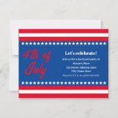 4. Juli Red White and Blue Party Einladung (Vorderseite)