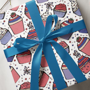 4. Juli Red White and Blue Patriotic Cupcakes Geschenkpapier