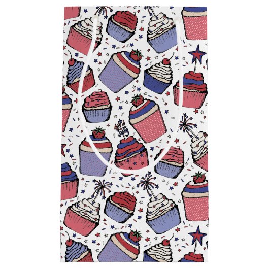 4. Juli Red White and Blue Patriotic Cupcakes Kleine Geschenktüte (Vorderseite)