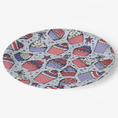 4. Juli Red White and Blue Patriotic Cupcakes Pappteller (Schrägansicht)