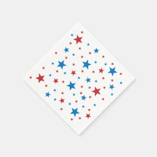 4. Juli, Red White and Blue Stars, Napkins Serviette