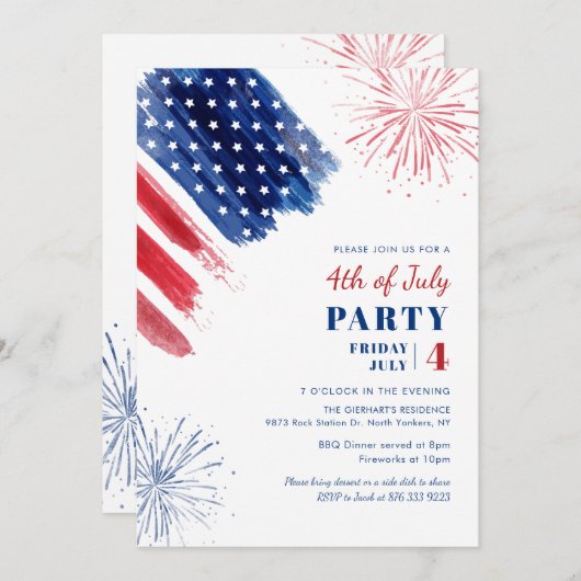 4. Juli Red White Blue Annual Patriotic Party Einladung (Vorne/Hinten)