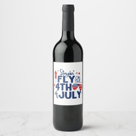 4. Juli Red White Blue Celebration American Weinetikett (Vorderseite)