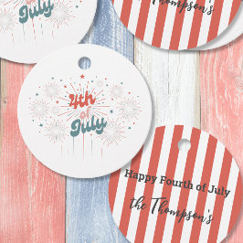 4. Juli Red White Blue Fireworks Gefallen Tags Geschenkanhänger