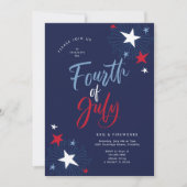 4. Juli Red White Blue Fireworks Party Einladung (Vorderseite)