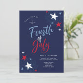 4. Juli Red White Blue Fireworks Party Einladung (Stehend Vorderseite)