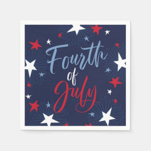 4. Juli Red White Blue Fireworks Party Serviette