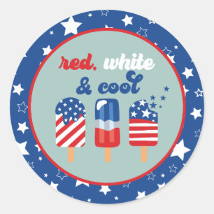 4. Juli Red White Blue Geburtstag Runder Aufkleber