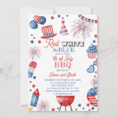 4. Juli Red White Blue GRILLEN Einladung (Vorderseite)