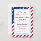 4. Juli Red White Blue GRILLEN Party Stars Streife Einladung (Vorderseite)
