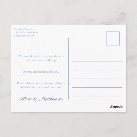 4. Juli Red White Blue Hochzeit speichern das Datu Postkarte (Rückseite)