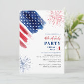 4. Juli Red White Blue Independence Day Party Einladung (Stehend Vorderseite)