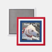 4. Juli Red White Blue Niedlich Dog Tragetuch Scar Magnet (Vorderseite/Rückseite)