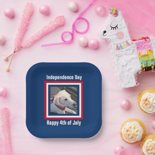 4. Juli Red, White, Blue Niedlich Dog Wear Scarf Pappteller (Party)