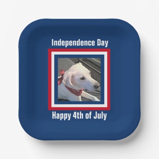 4. Juli Red, White, Blue Niedlich Dog Wear Scarf Pappteller (Vorderseite)