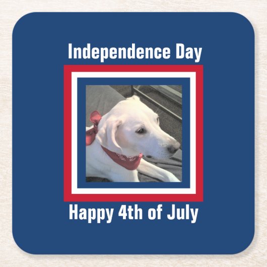 4. Juli Red, White, Blue Niedlich Dog Wear Scarf Rechteckiger Pappuntersetzer (Vorderseite)