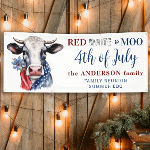 4. Juli Red White Blue Niedlich Patriotic Kuh Banner