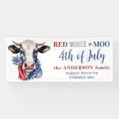 4. Juli Red White Blue Niedlich Patriotic Kuh Banner (Horizontal)