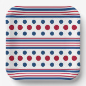4. Juli Red White & Blue Patriotic Pappteller (Vorderseite)