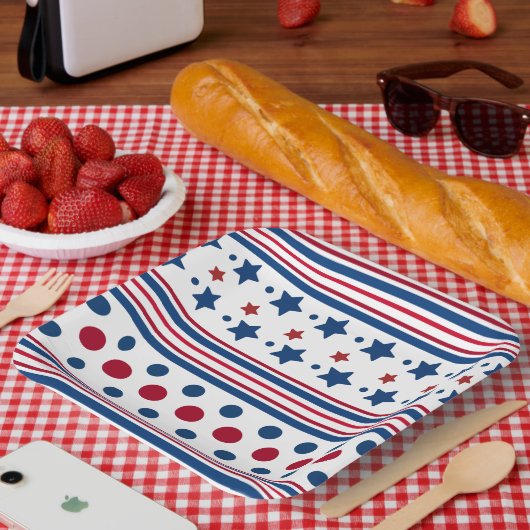 4. Juli Red White & Blue Patriotic Pappteller (Picknick)