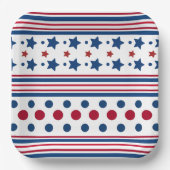 4. Juli Red White & Blue Patriotic Pappteller (Vorderseite)