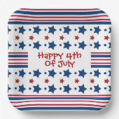 4. Juli Red White & Blue Patriotic Pappteller (Vorderseite)