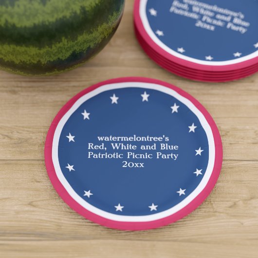 4. Juli Red White Blue Patriotic Picnic Party Pappteller