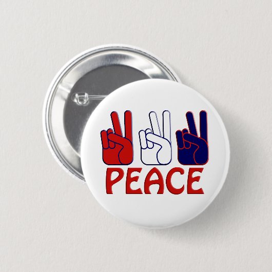 4. Juli Red White & Blue Peace 1 Button (Vorne & Hinten)