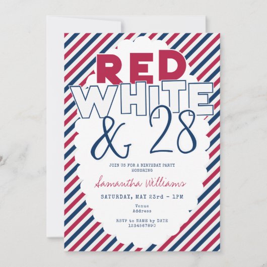 4. Juli Red White Blue Picnic GRILLEN Birthday Par Einladung (Vorderseite)