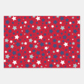 4. Juli Red White Blue Stars 3 Geschenkpapier Set (Vorderseite 2)