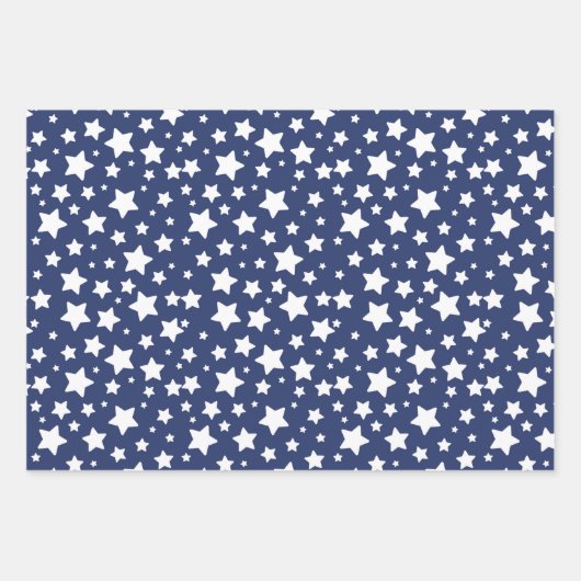 4. Juli Red White Blue Stars 3 Geschenkpapier Set (Vorderseite)